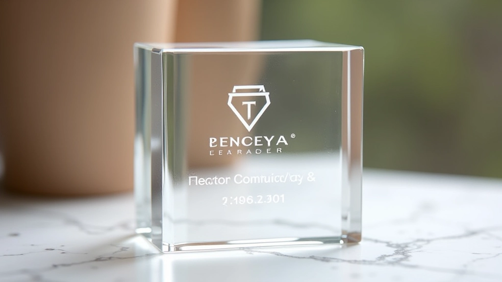 Crystal keepsake with company logo engraving