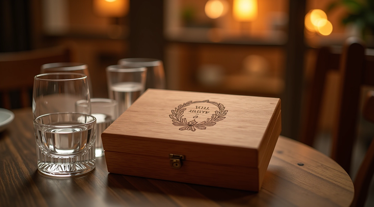 Premium personalized wooden gift box with crystal keepsake display